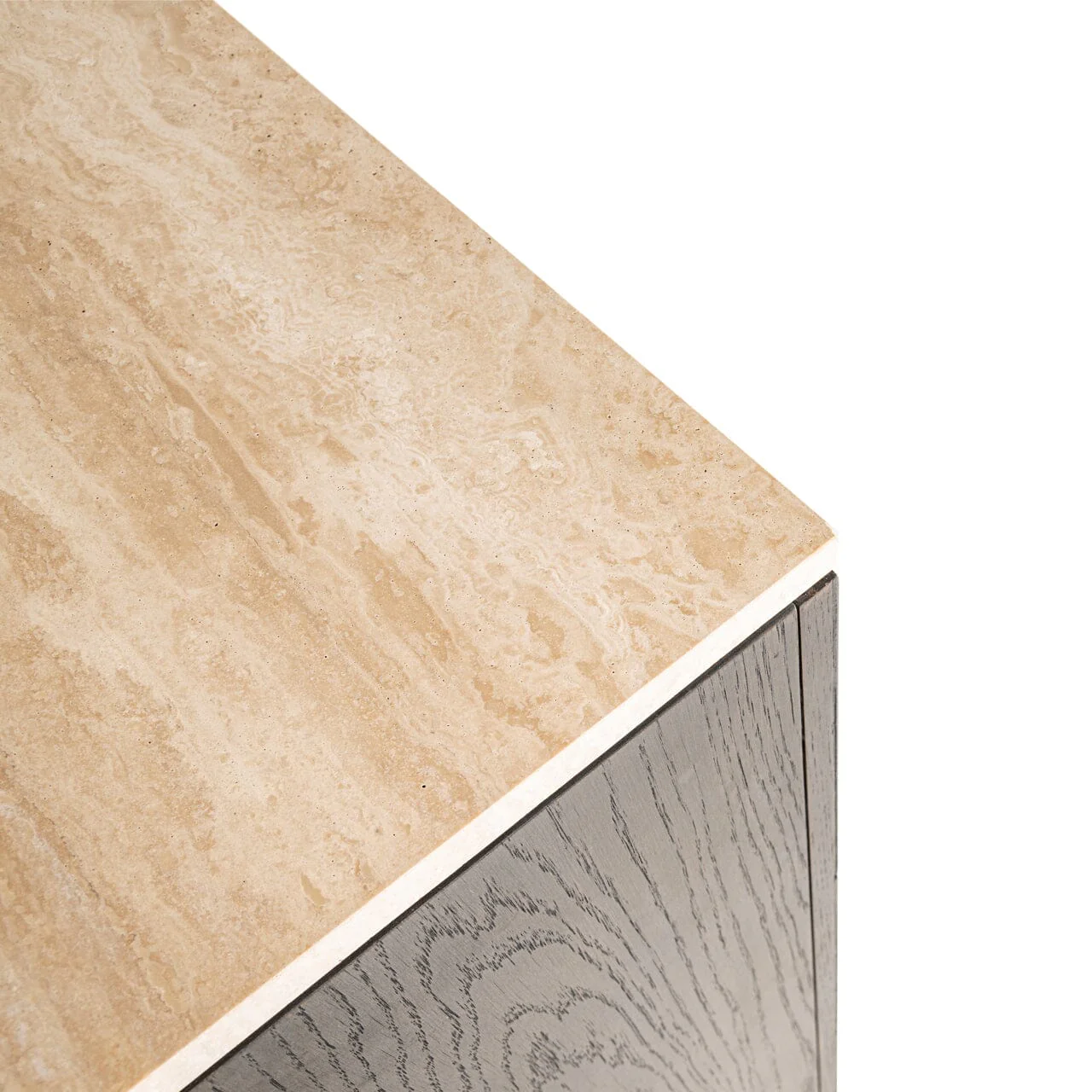 Norah Deep Brown 4 Door Sideboard with Shelving & Travertine Top - Image 7