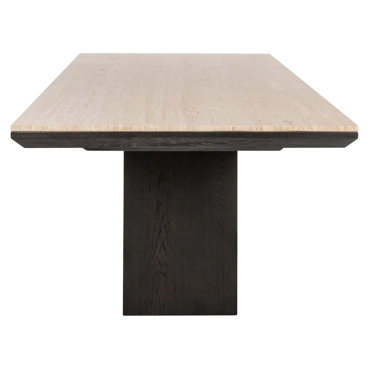 Norah Deep Brown Rectangular Dining Table with Travertine Top - Image 4
