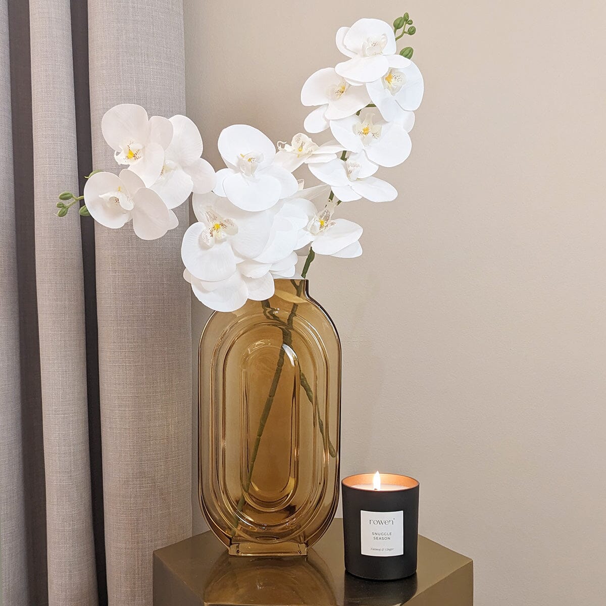 Nougat Tall Amber Glass Vase - Image 2