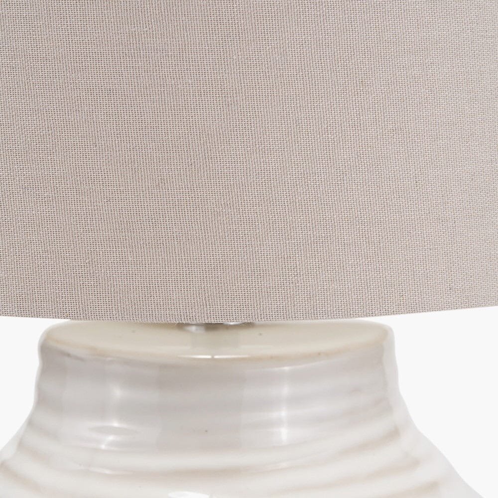 Nyelle White Textured Ceramic Floor Lamp with Linen Shade - Image 3
