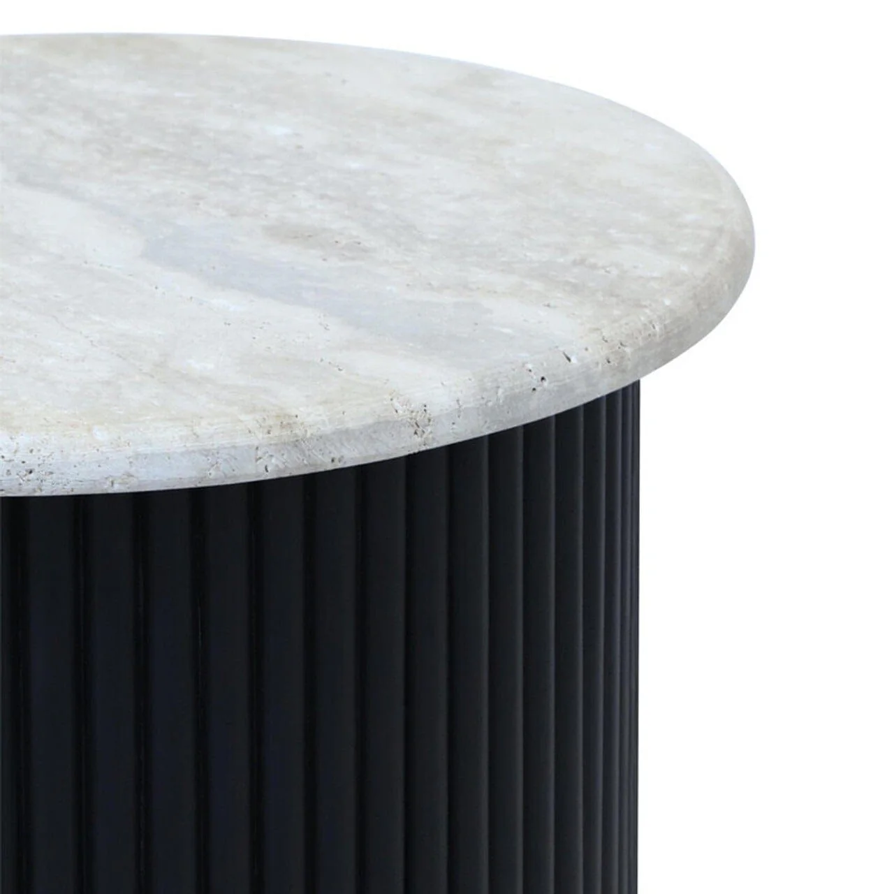 Odelia Black Ribbed Side Table with Marble Top - Image 5