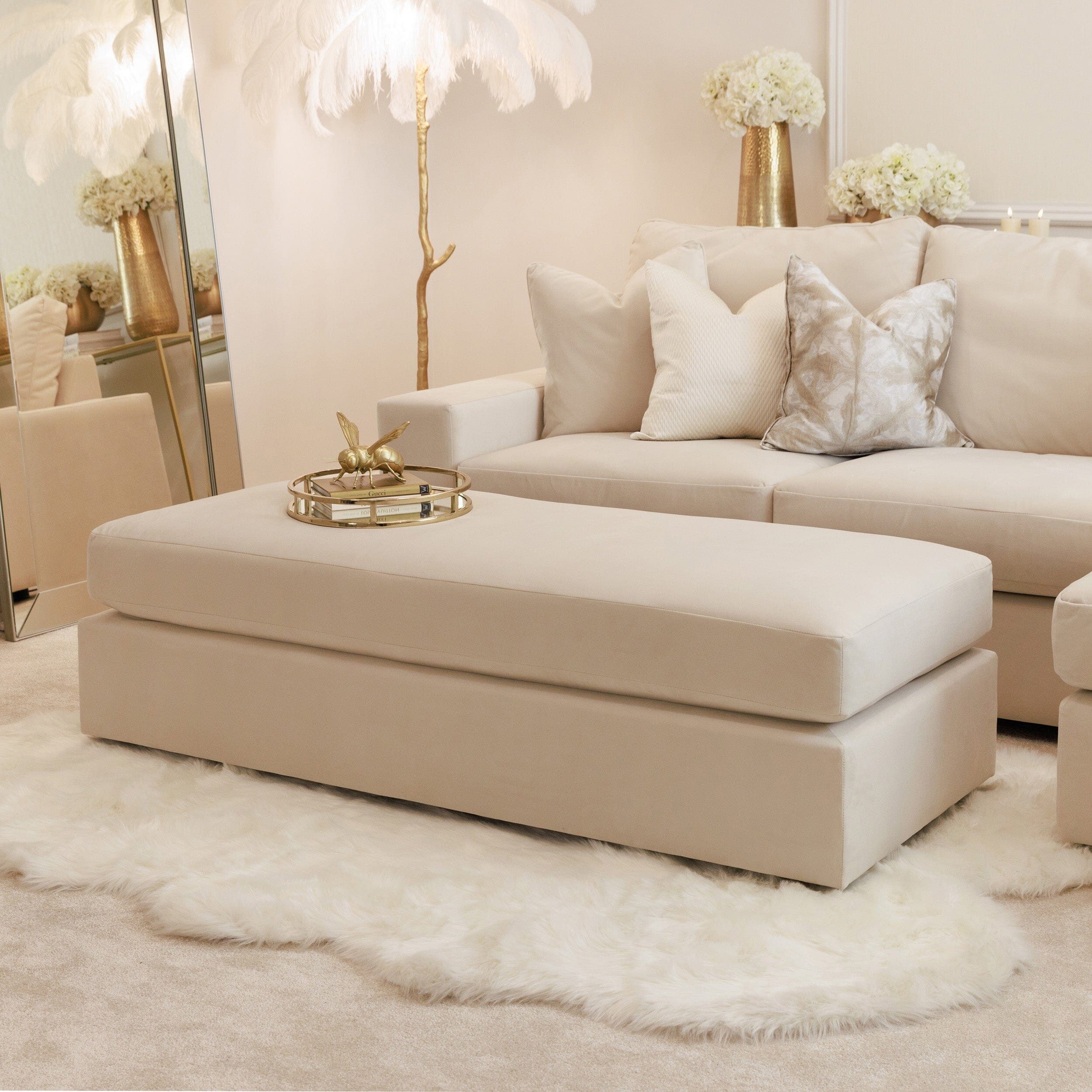 Olivia Premium Cream Sofa Range without Studs - Image 4