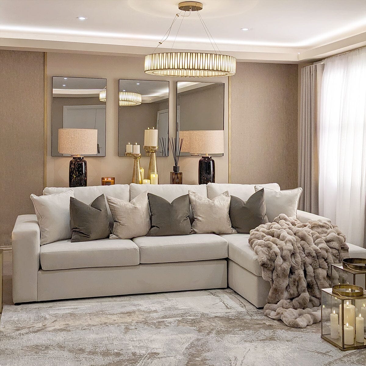 Olivia Premium Cream Sofa Range without Studs - Image 6