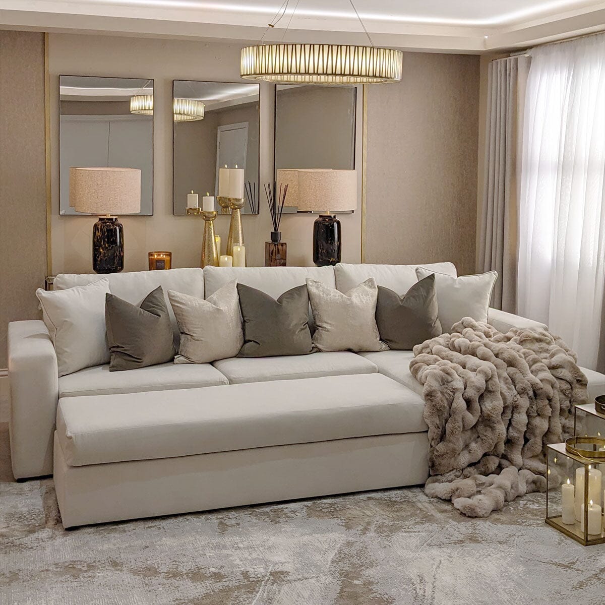 Olivia Premium Cream Sofa Range without Studs - Image 7