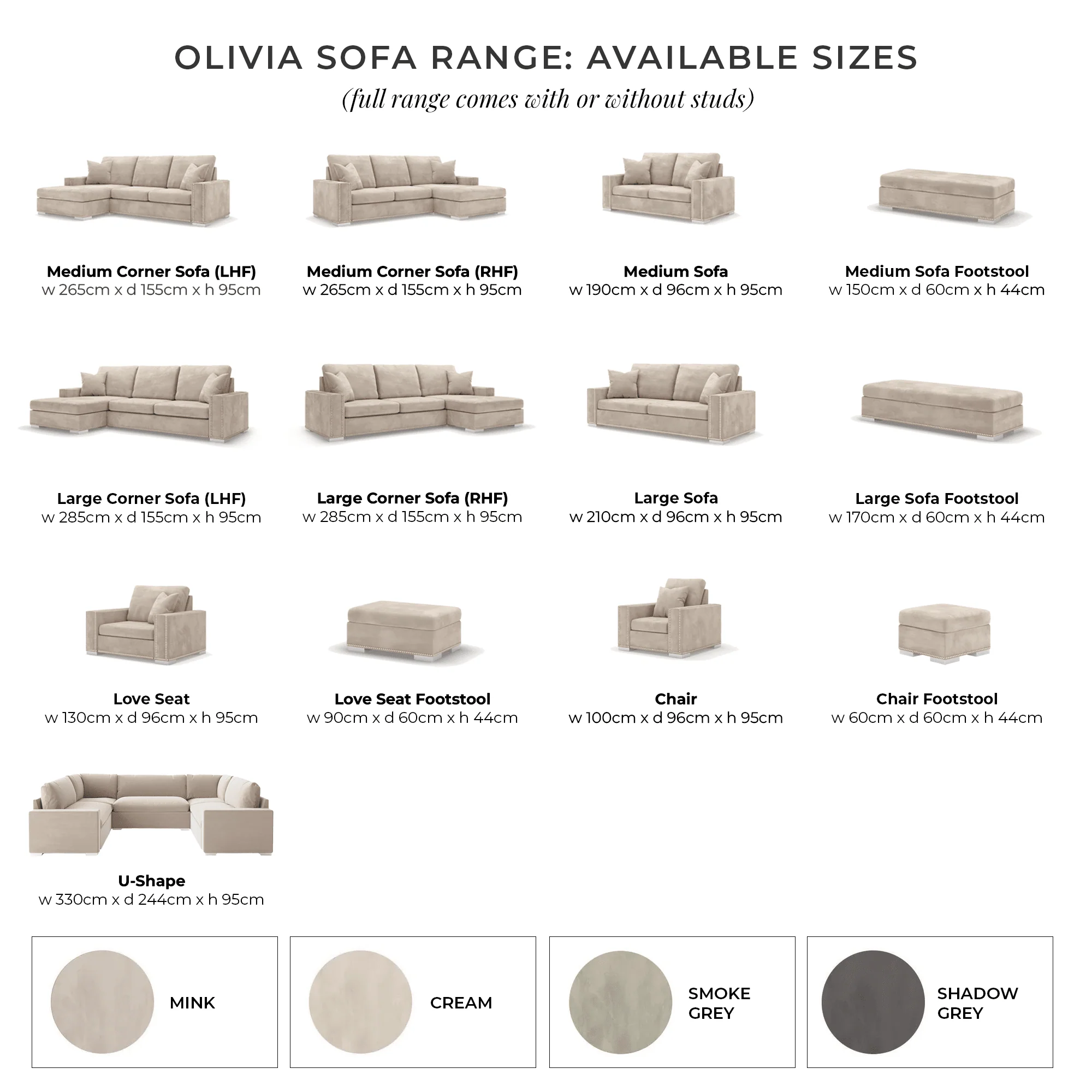 Olivia Premium Cream Sofa Range without Studs - Image 9