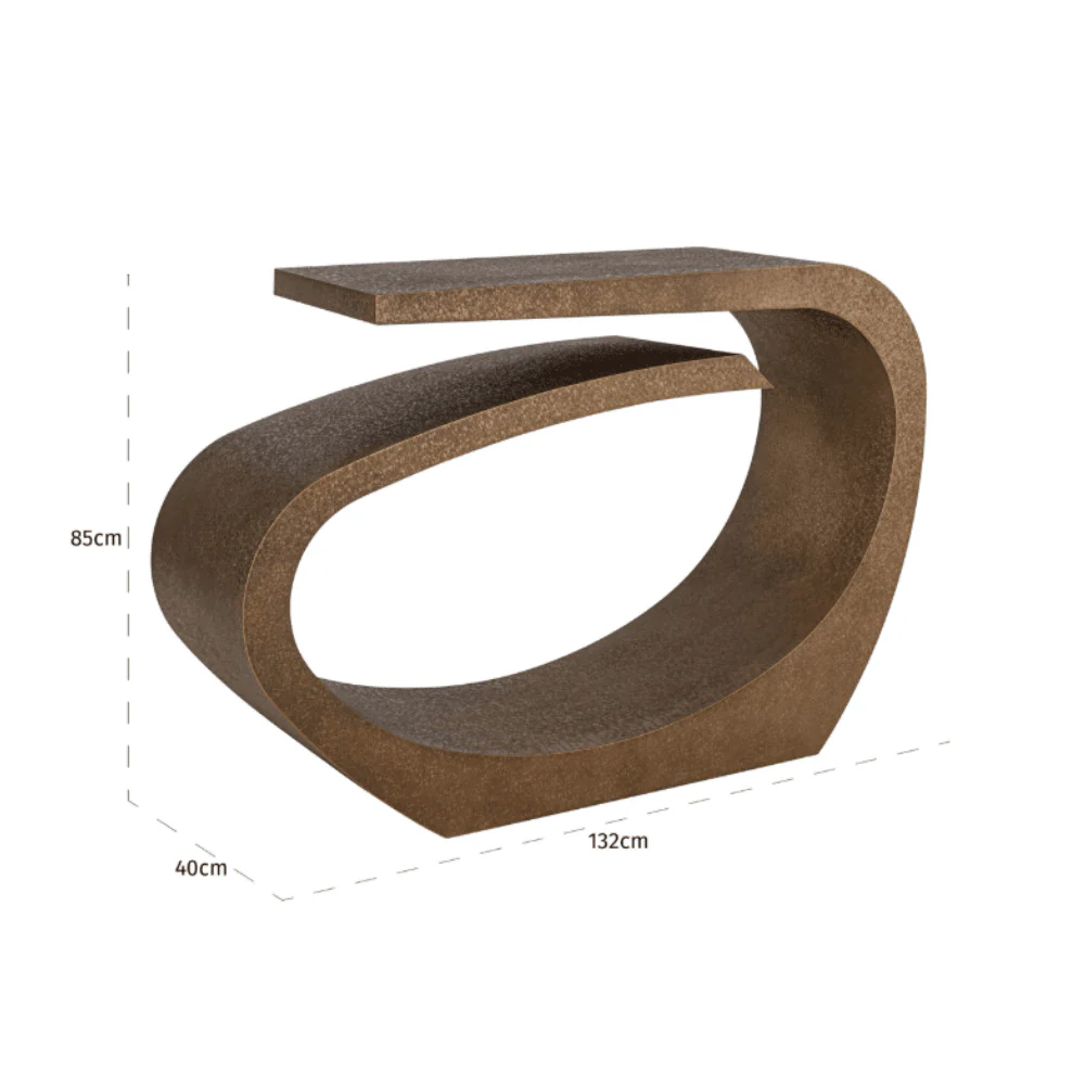 Oville Brushed Gold Abstract Console Table - Image 5