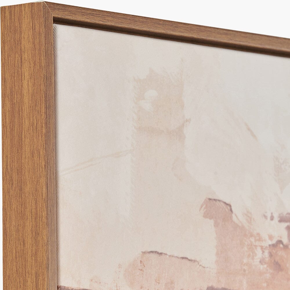 Raegan White & Terracotta Abstract Canvas Wall Art with Oak Effect Frame - Image 4