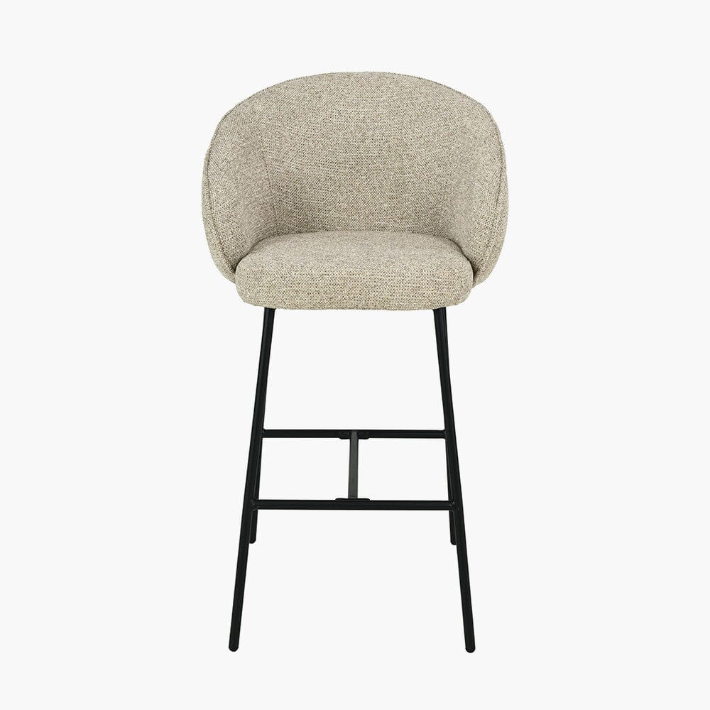 Romy Mocha Textured Chenille Bar Stool with Black Legs - Image 3