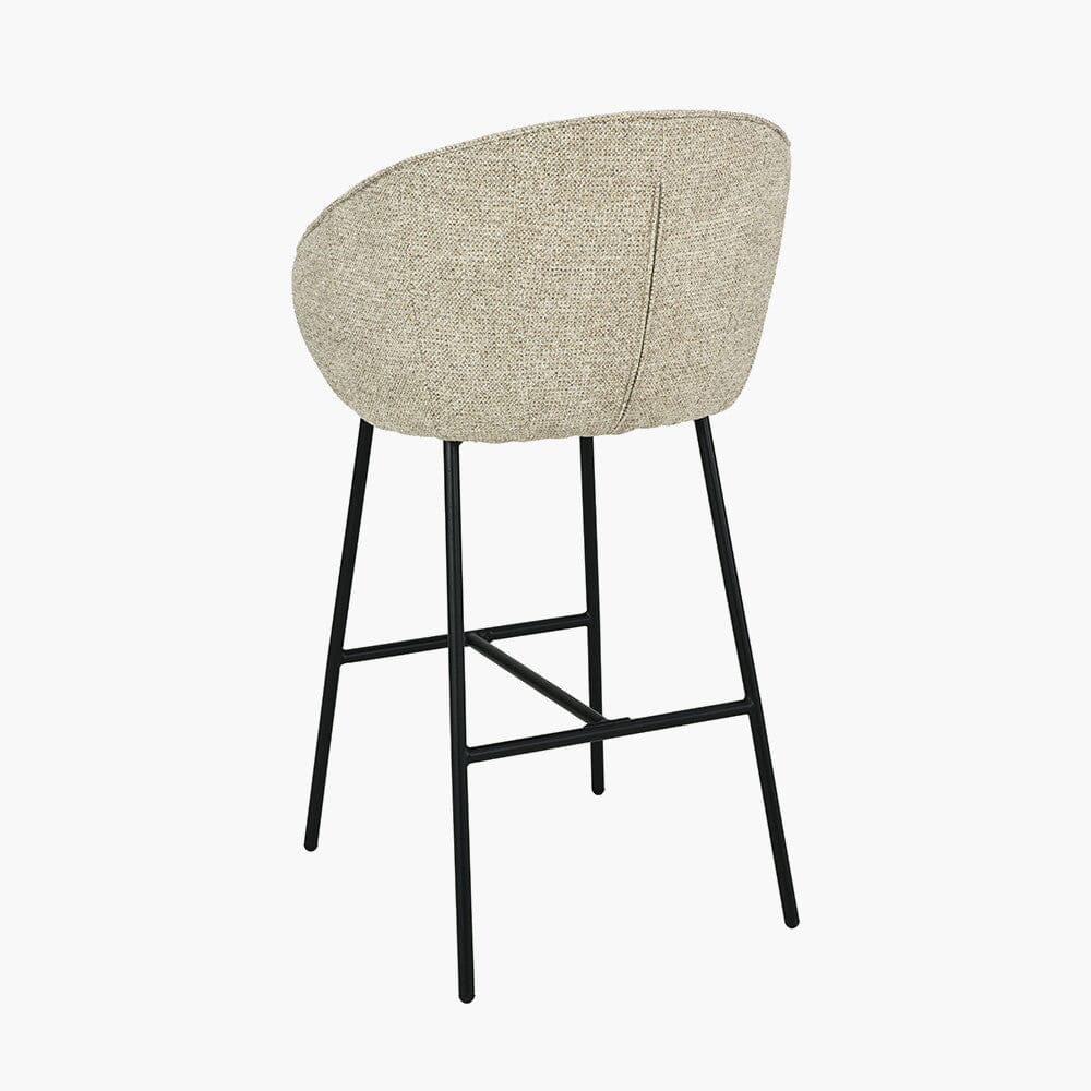 Romy Mocha Textured Chenille Bar Stool with Black Legs - Image 5
