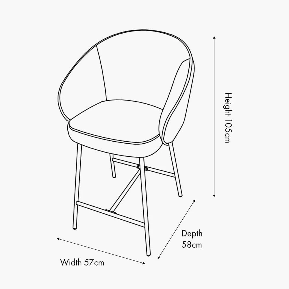 Romy Mocha Textured Chenille Bar Stool with Black Legs - Image 8