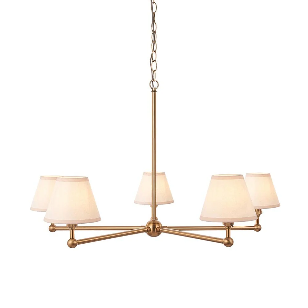 Sabrina Brushed Brass 5 Light Pendant Ceiling Light