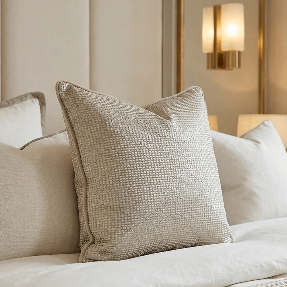 Sandringham Soft Taupe Metallic Cushion - 43x43cm