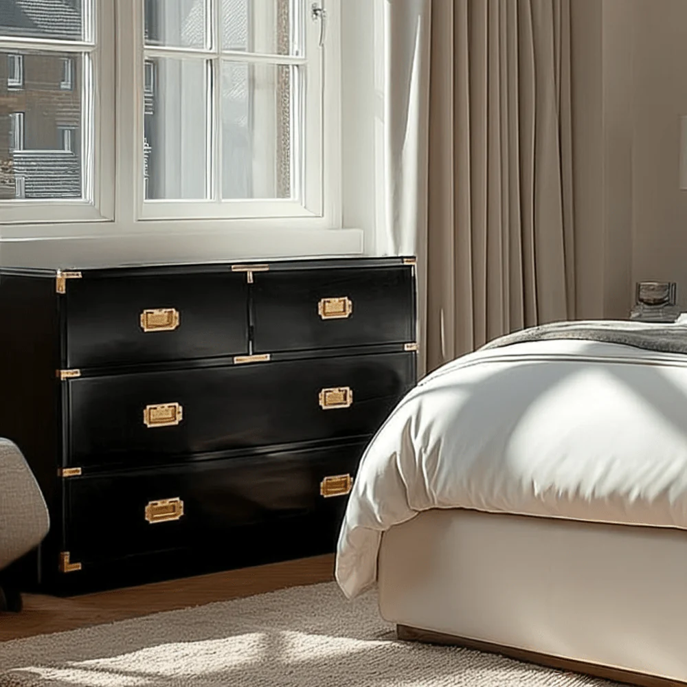 Skylar Premium Black & Gold 4 Drawer Chest