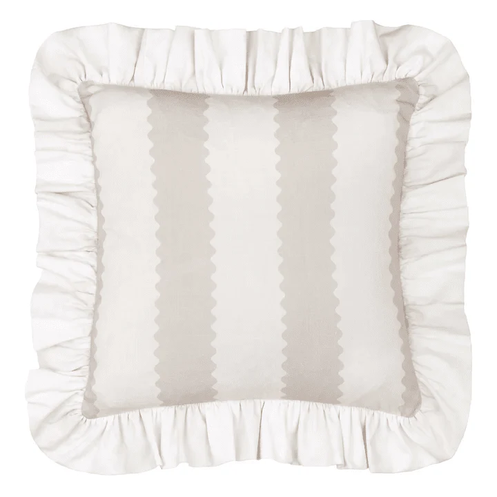 Sasha Oatmeal Striped Frilled Edge Cushion- 45x45cm - Image 2