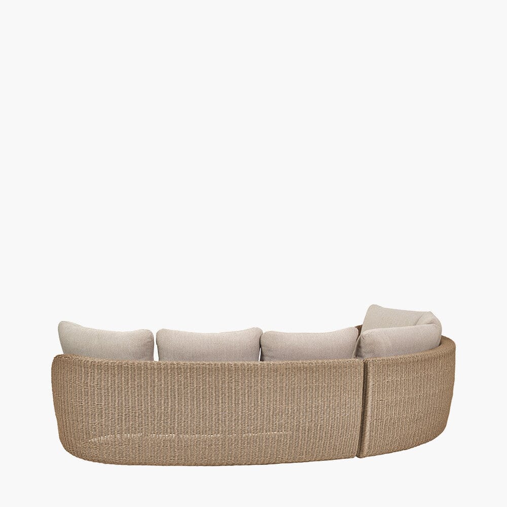 Sevilla Natural Wicker Outdoor Curved Sofa & Footstool Set - Image 5