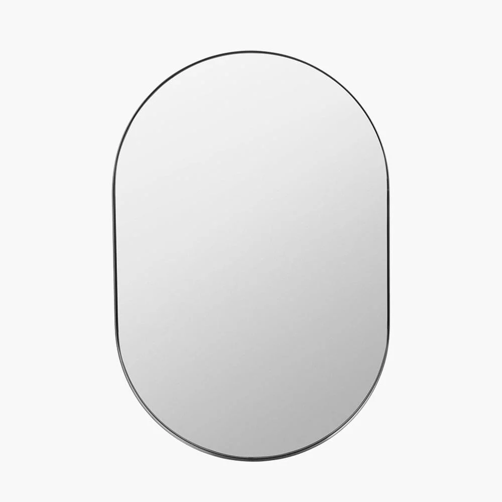 Siona Silver Metal Slim Frame Oval Wall Mirror - Image 2