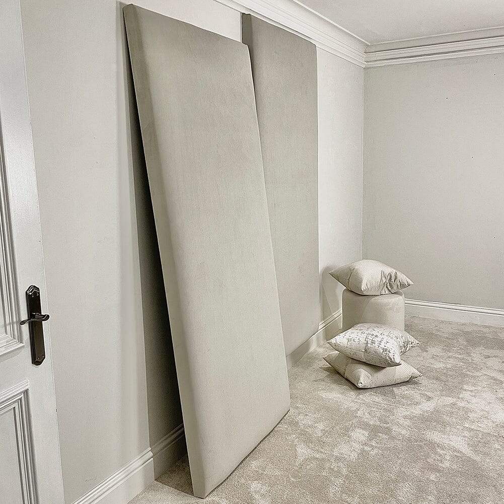Smoke Grey Velvet Double Width Wall Hanging Headboard Panel - 90cm - Image 3