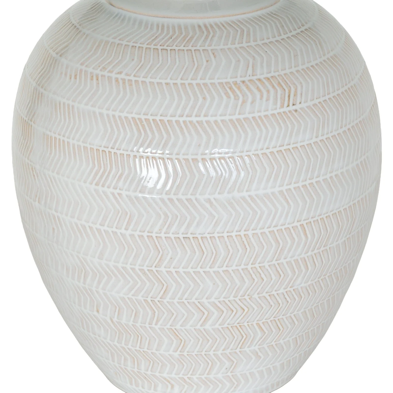 Soleil Ceramic Chevron Table Lamp with White Linen Shade - Image 4