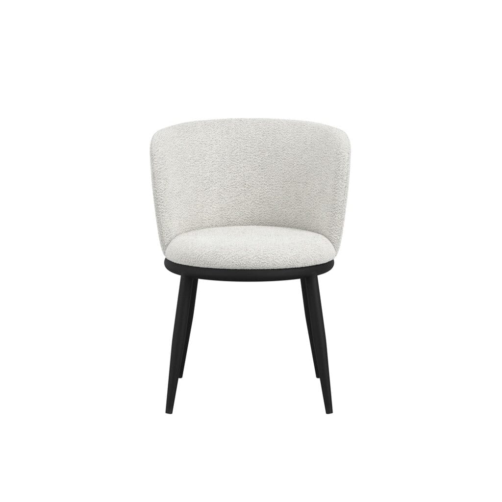 Stasi Off White Boucle Curved Dining Chair with Black Legs - Image 2