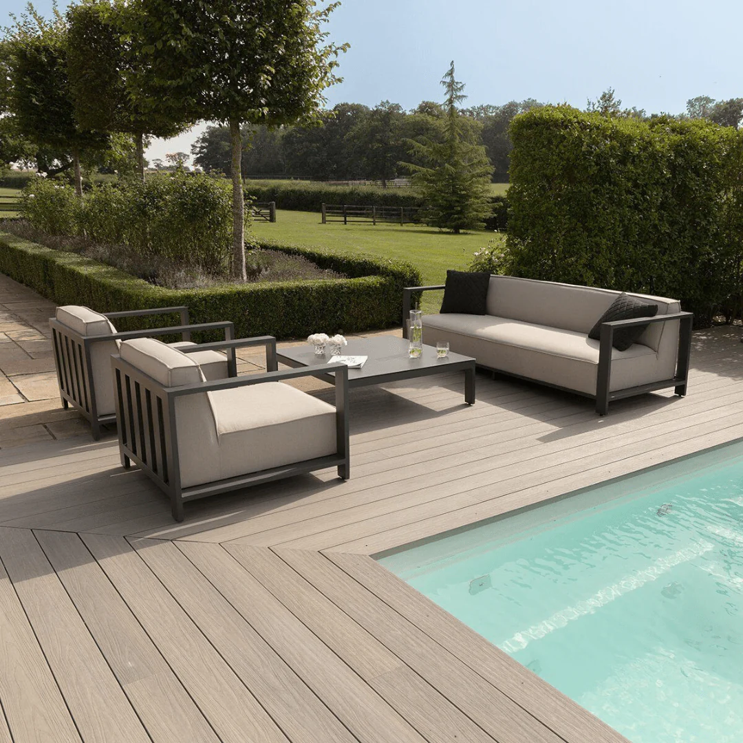 Syros Outdoor 3 Seater Sofa & Chairs Set with Coffee Table