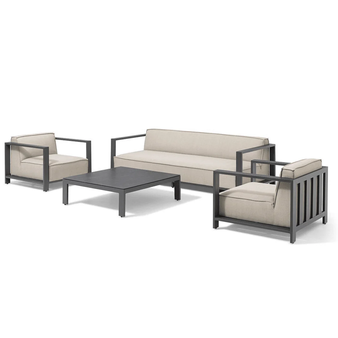 Syros Outdoor 3 Seater Sofa & Chairs Set with Coffee Table - Image 3