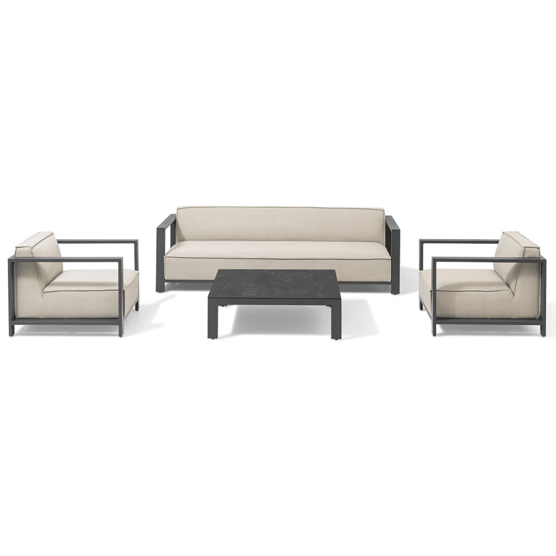 Syros Outdoor 3 Seater Sofa & Chairs Set with Coffee Table - Image 4