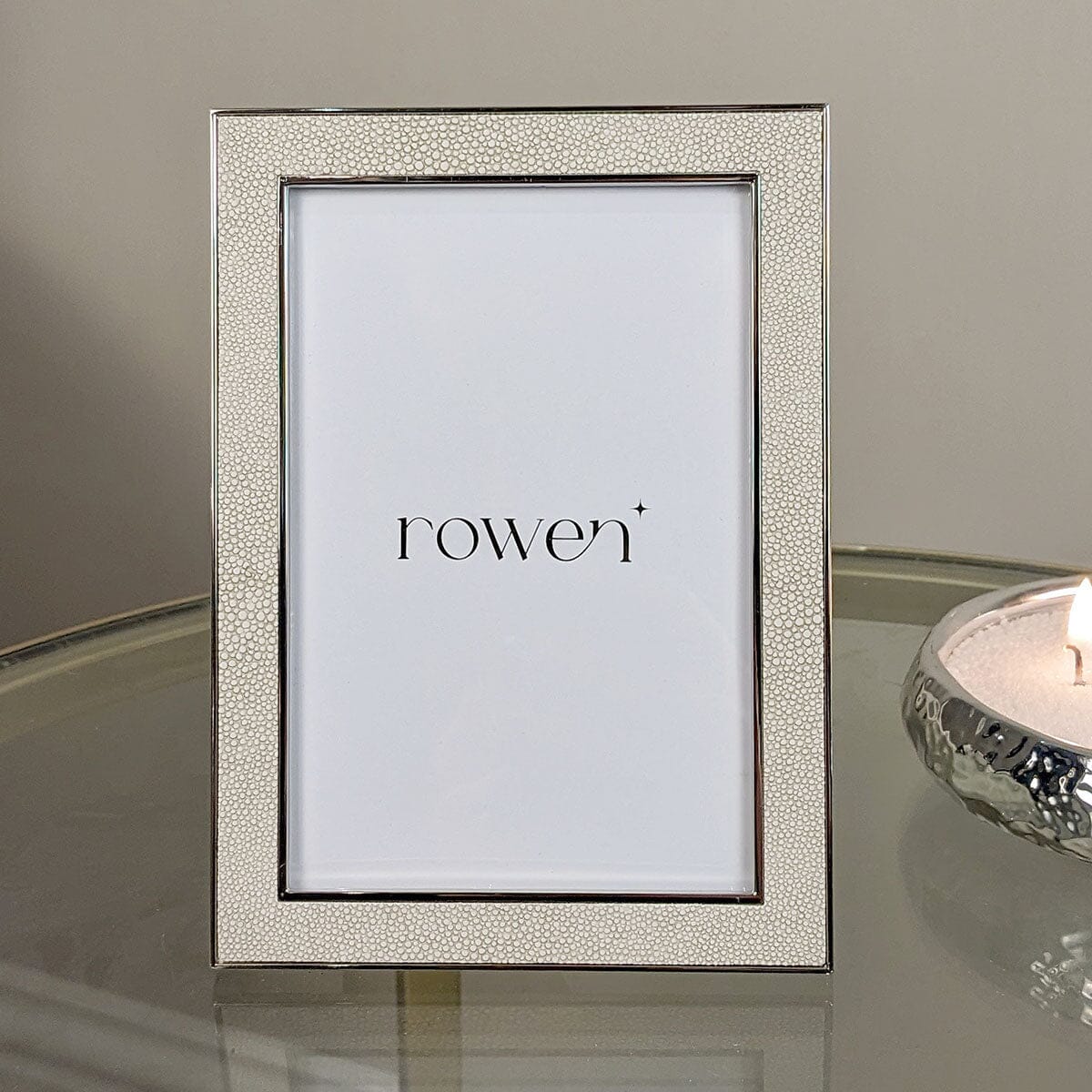 Thalia Faux Cream Shagreen Photo Frame - 4x6" - Image 2