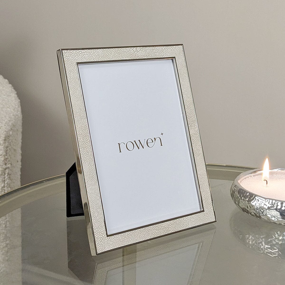 Thalia Faux Cream Shagreen Photo Frame - 5x7"