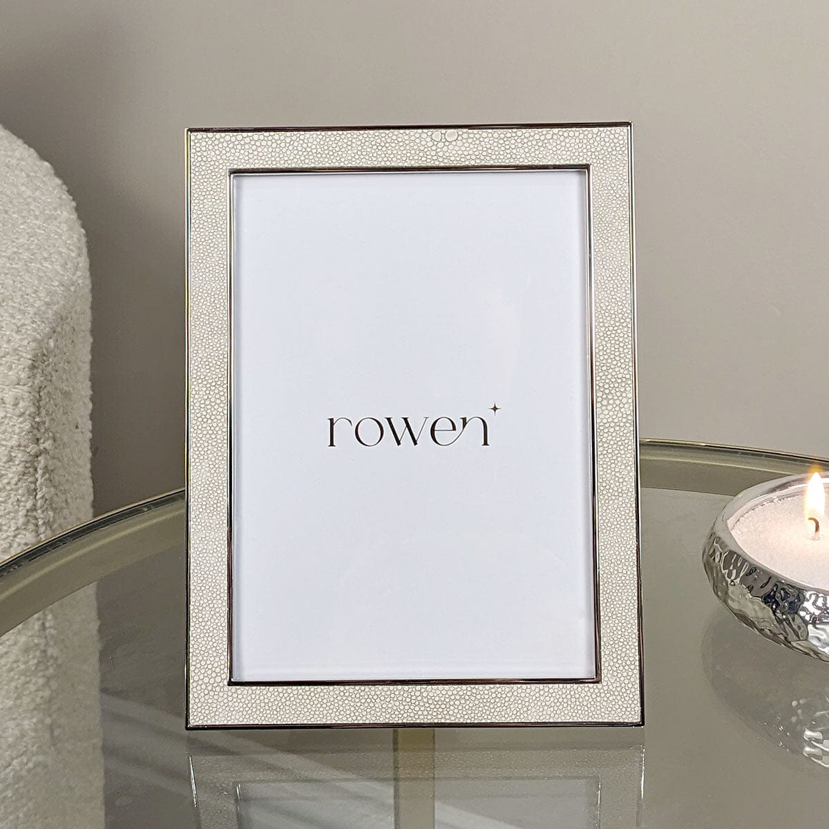 Thalia Faux Cream Shagreen Photo Frame - 5x7" - Image 2