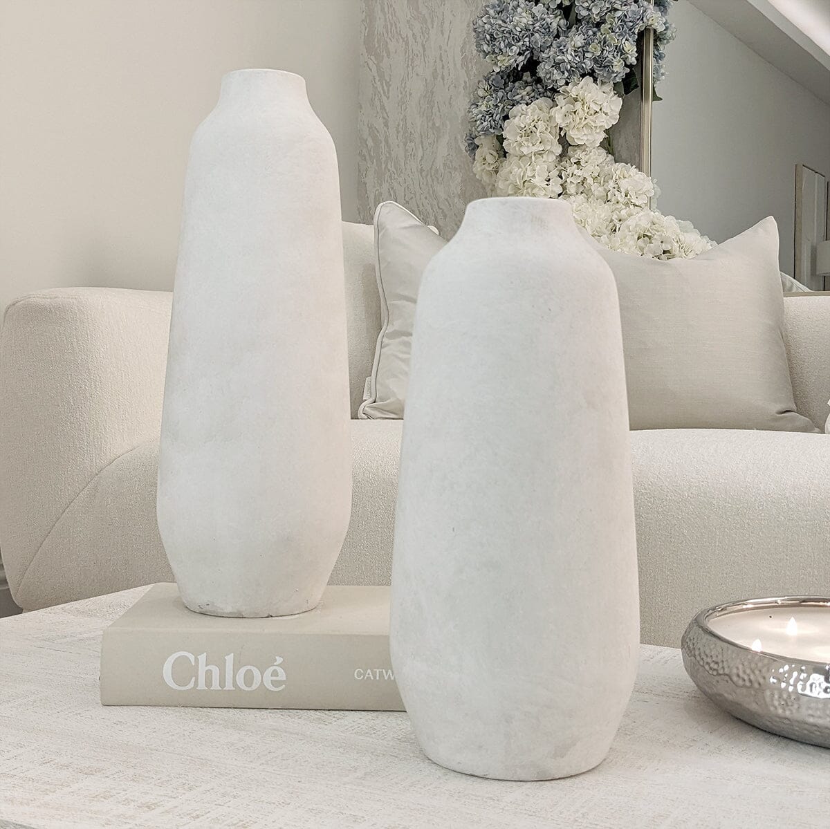 Tova Large White Distressed Vase - Image 2