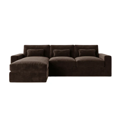 Tribeca Chocolate Brown Velvet Medium Left Hand Facing Chaise End Sofa - Image 2