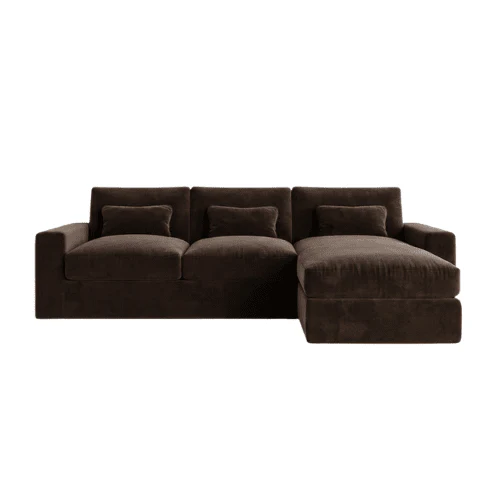 Tribeca Chocolate Brown Velvet Medium Right Hand Facing Chaise End Sofa - Image 2