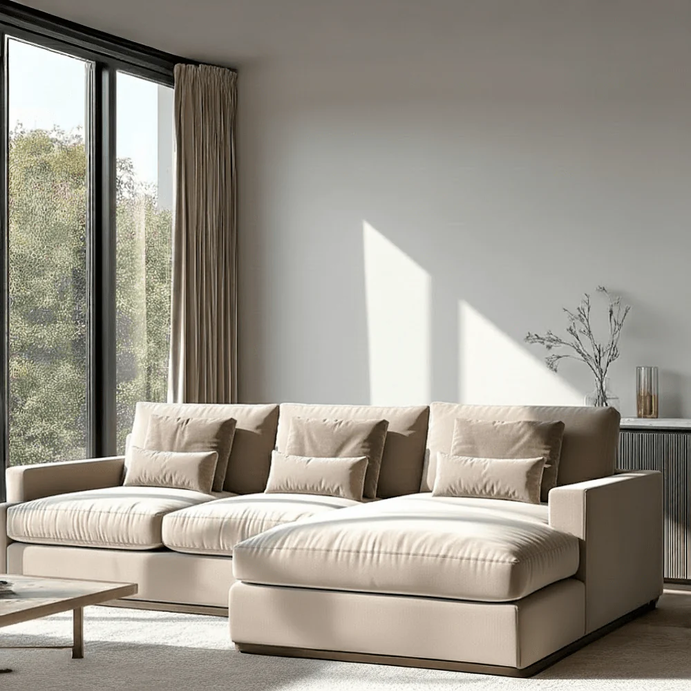Tribeca Mink Velvet Large Right Hand Facing Chaise End Sofa
