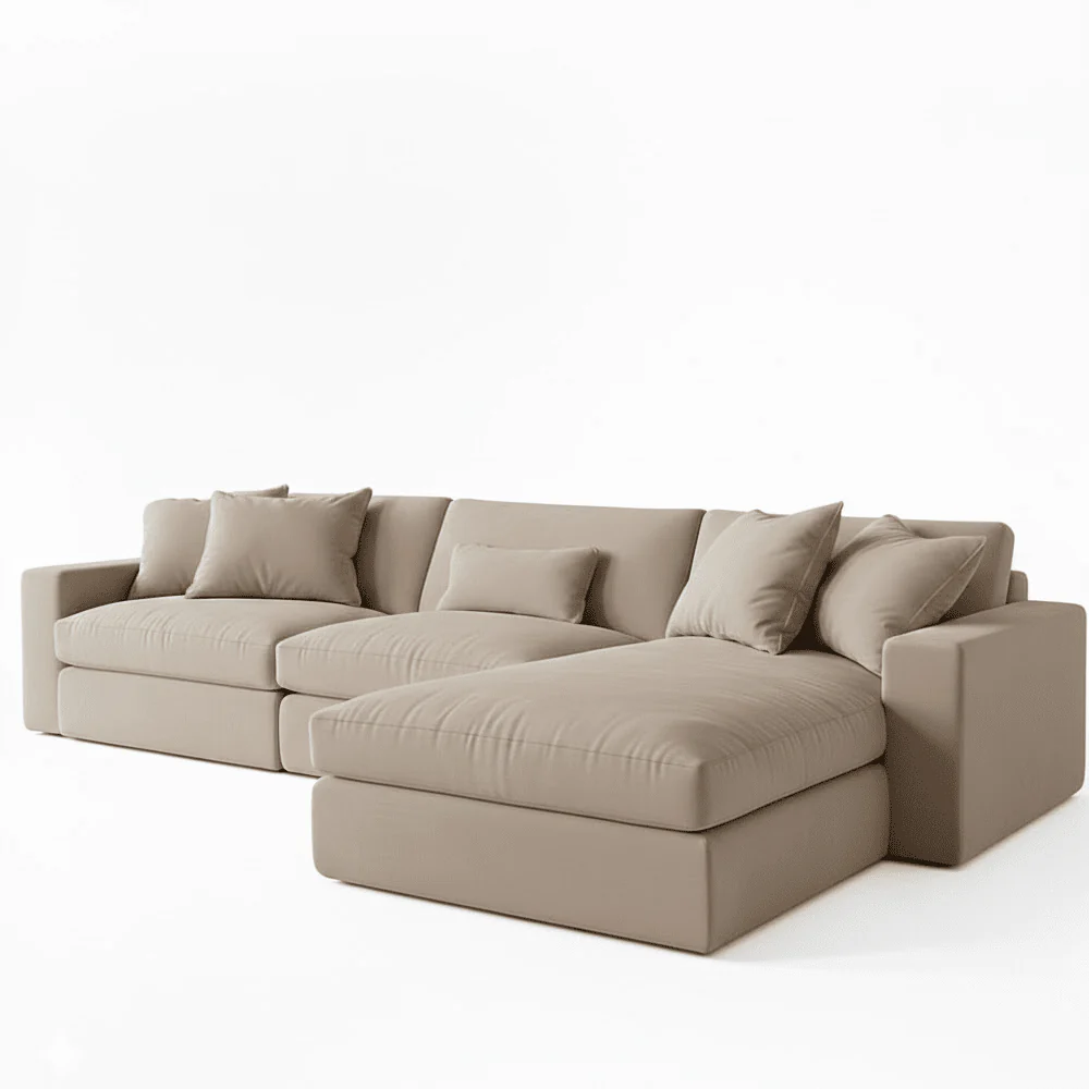 Tribeca Mink Velvet Large Right Hand Facing Chaise End Sofa - Image 2