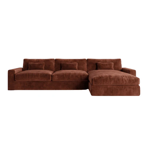 Tribeca Rust Velvet Large Right Hand Facing Chaise End Sofa - Image 2