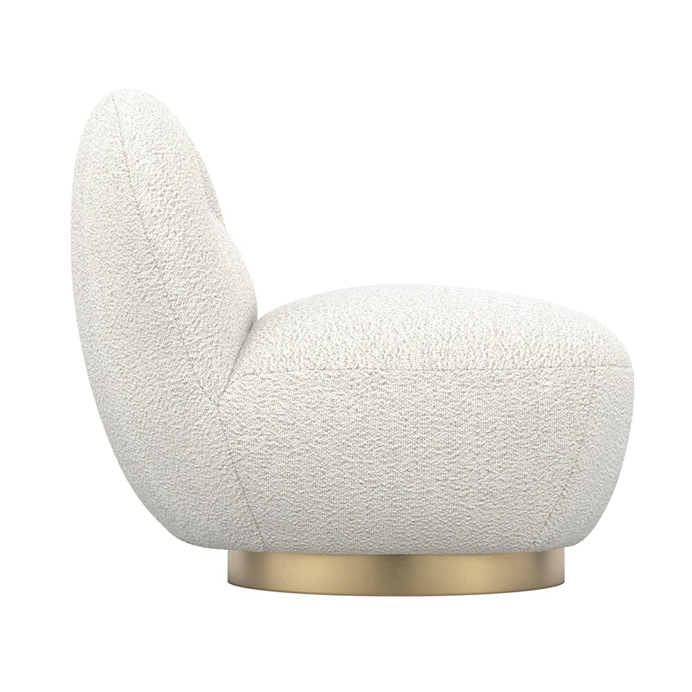 Tula Cream Upholstered Boucle Accent Chair with Gold Base - Image 2