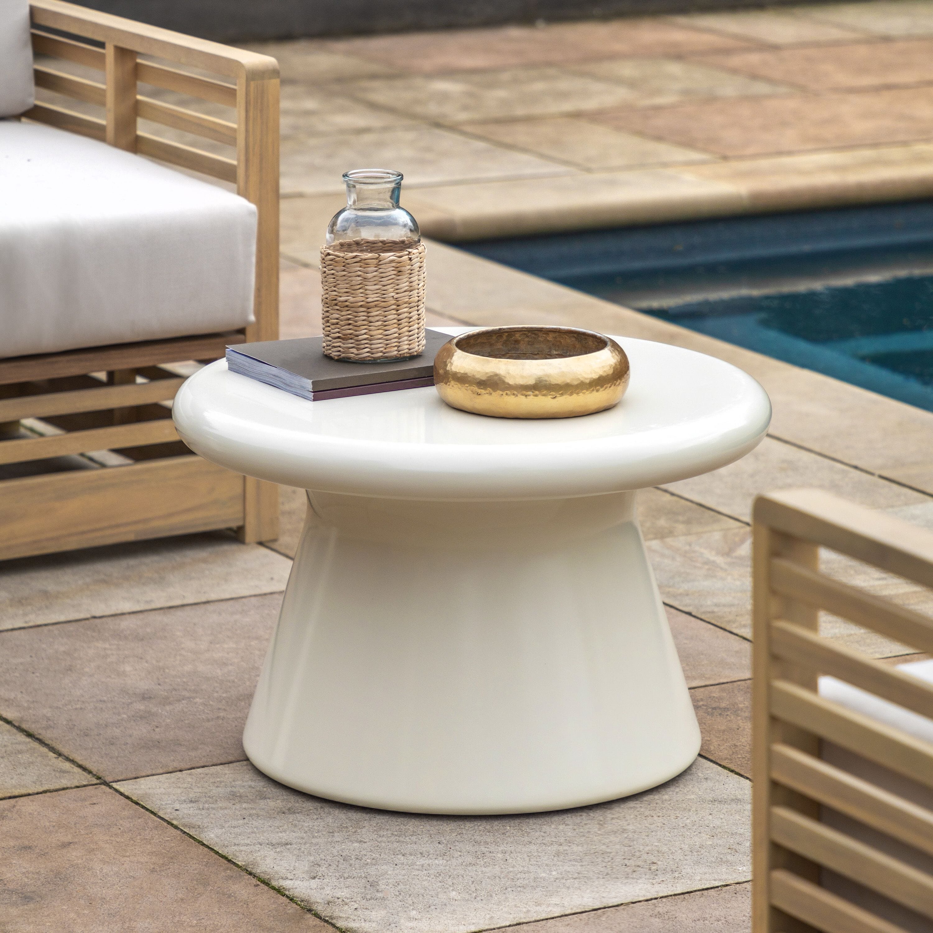 Tuscany Cream Indoor/Outdoor Round Coffee Table - Image 8