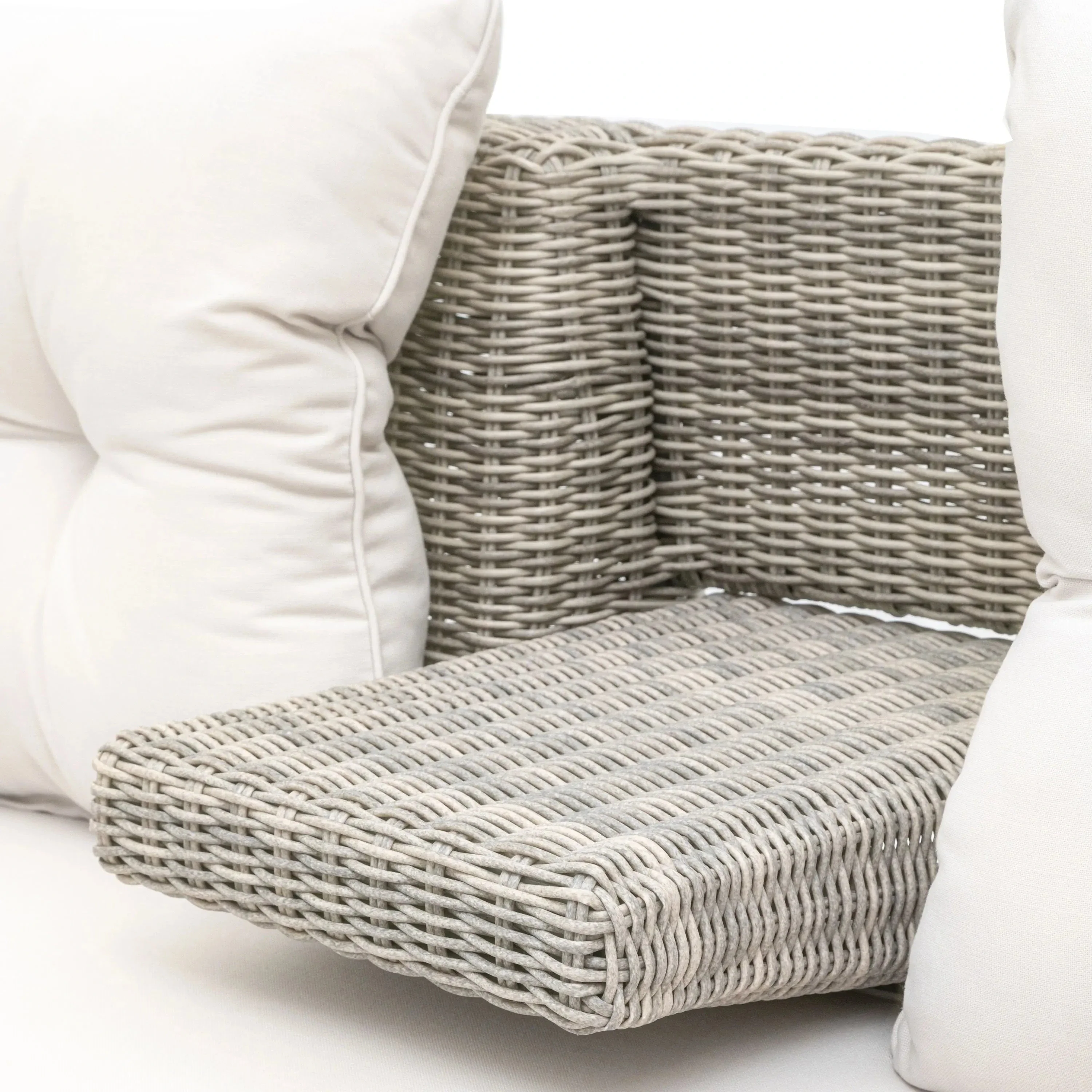 Vazzano Cream & Rattan 2 Seater Outdoor Storage Sofa - Image 9
