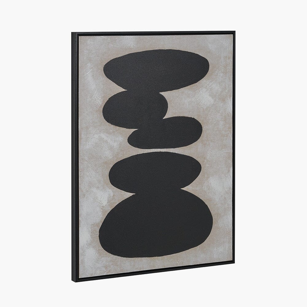 Velvyn Black & Natural Stone Design Canvas Wall Art - Image 3
