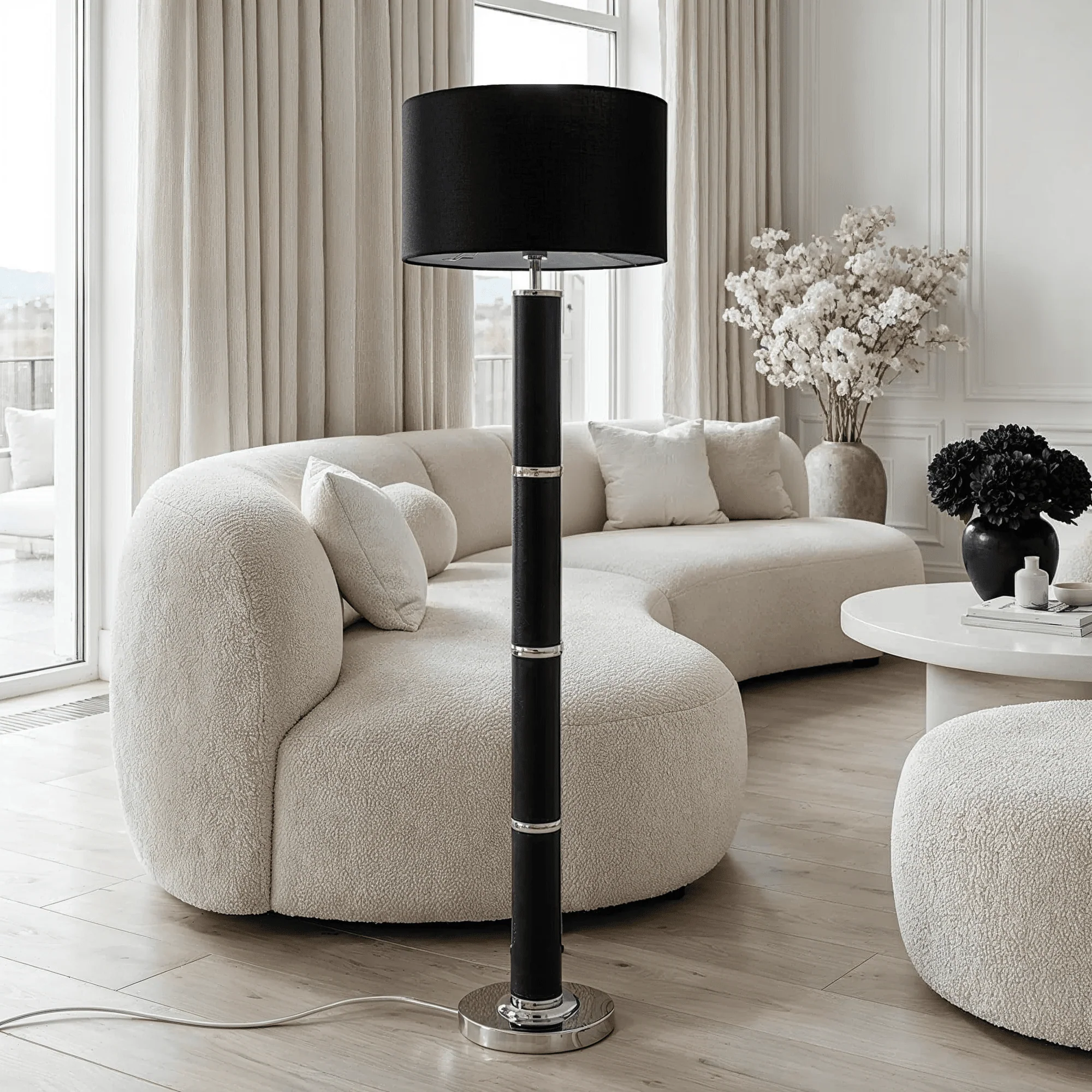 Veridian Chrome & Black Snake Effect Floor Lamp
