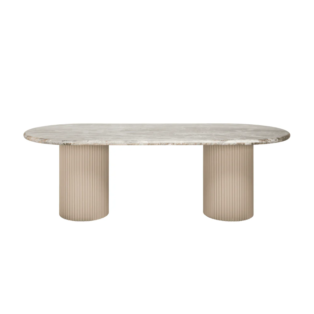 Verinne Luxury Large Oval Marble Top Dining Table - Image 2