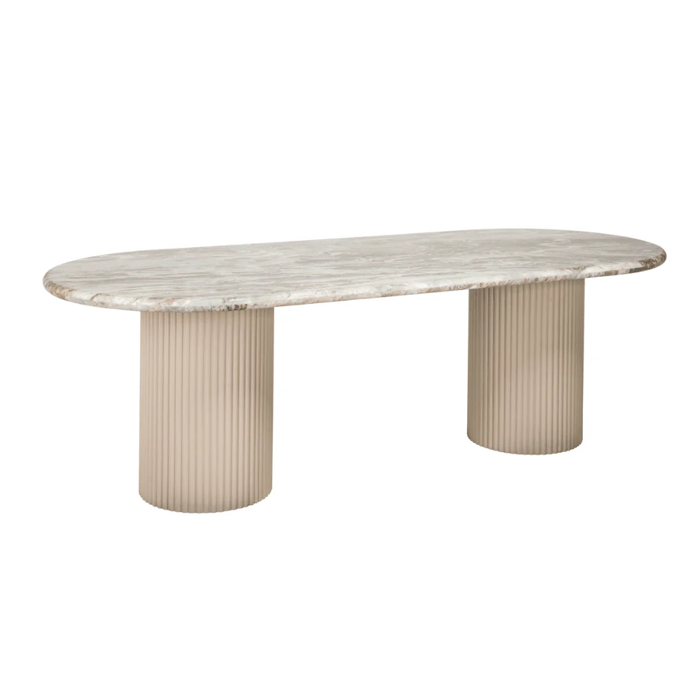 Verinne Luxury Large Oval Marble Top Dining Table - Image 3
