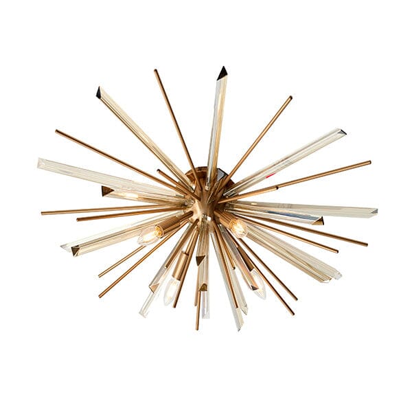 Verona Gold & Glass Sunburst Flush Ceiling Light - Image 5