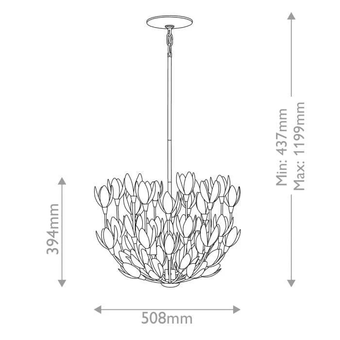 Zeni Gold 3 Light Statement Floral Pendant Ceiling Light - Image 7