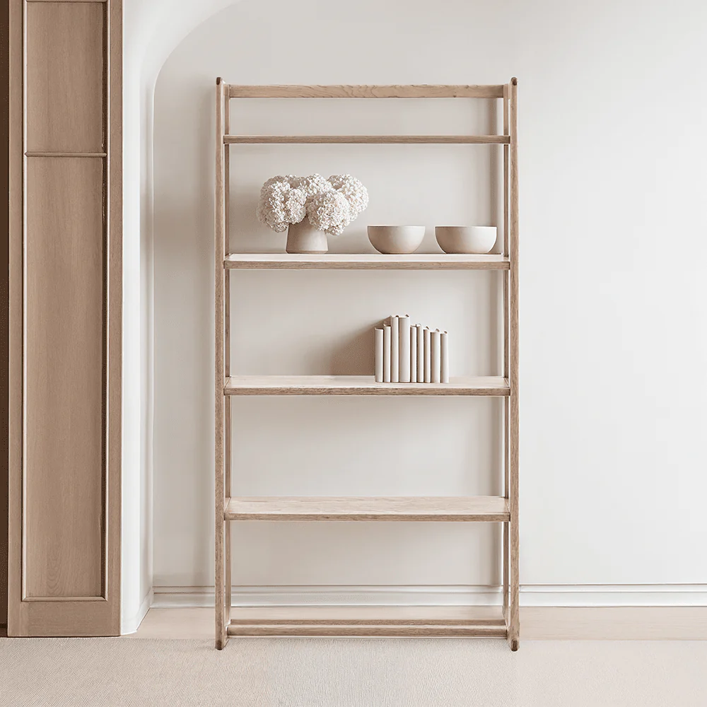 Zyra Smoked Oak Wooden Display Shelving Unit